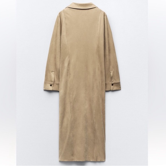 Zara Ruched Faux Suede Button Down Midi Dress - Picture 6 of 11